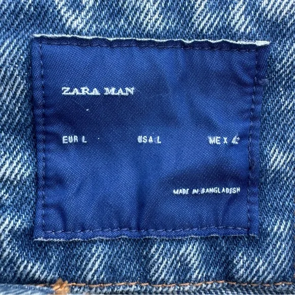 Zara Man “Do the right thing” Denim Jacket Mens L - Picture 5 of 13